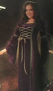 Renaissance Lady Dress Costume Purple Velvet Gothic Gown Lace-Up  One Size  - Picture 1 of 10
