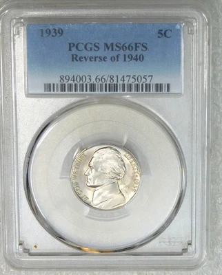 1939 Reverse of 1940 Jefferson Nickel PCGS MS66FS Full Steps PQ #Q164A - Image 1 of 4