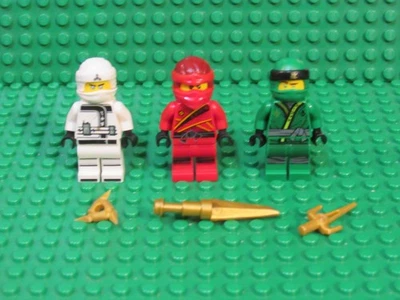 Lot of 3 LEGO Ninjago Minifigures Zane Kai Lloyd Red White Green Ninja MN99 - Image 1 of 2