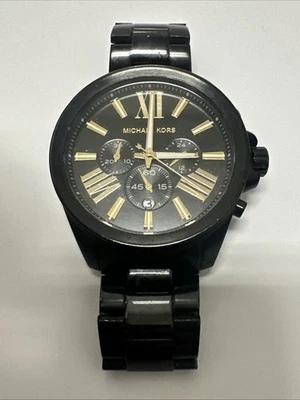 NWT Michael Kors MK8767 Watch 44mm Black Chronograph Face & Bracelet - Image 1 of 4
