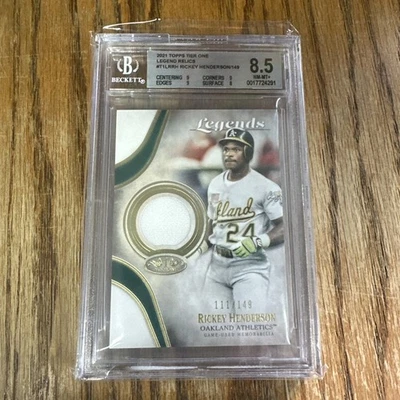 2021 Topps Tier One legend Relics Rickey Henderson Game Used Patch /199 BGS 8.5 - Image 1 of 2