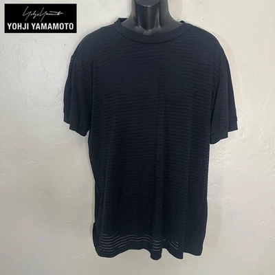 Yohji Yamamoto Mesh Stripe T Shirt Medium Gently worn 90% cotton/10% polyamide - Image 1 of 4
