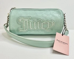 Juicy Couture Bling Roll Bag String of Pearls Barrel Purse, Handbag Pastel Turq - Picture 1 of 7