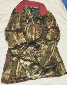 MOSSY OAK BREAK UP INFINITY FLEECE CAMOUFLAGE & FUSHIA PULLOVER Sm 4-6 - Picture 1 of 8