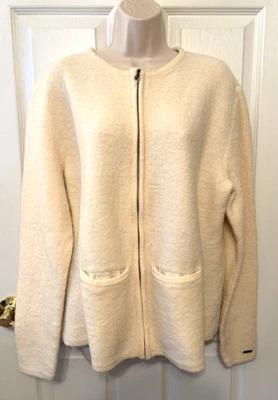 Cárdigan suéter con bolsillos Cabela's cremallera completa Plus 2XL crema 100 % lana Foto 1 de 4