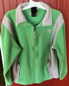 Girls M North Face Full Zip Fleece Green And Grey (Read) - Picture 1 of 11