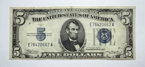1934 A $5 Dollar Silver Certificate Blue Seal Mule Note - Picture 1 of 2