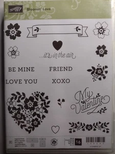 Stampin Up Bloomin Love 140643 Clear Cling Stamp Set of 16 - Picture 1 of 2