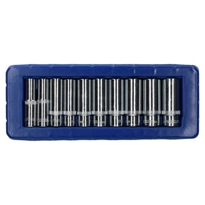 3/8" Drive Double Deep Metric Sockets 6 Sided Single Hex 10mm - 19mm 10pc - Picture 1 of 3