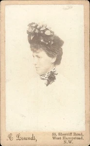 Woman Large Hat Side Portrait Studio CDV Card Photograph (CDV4-6) - Picture 1 of 3