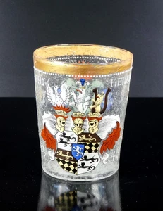 ⚜️ Vase Coppa Wappenbecher Glas Geblasen Böhmen Emaille Wappen Hohenlohe - Bild 1 von 7
