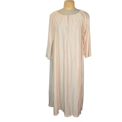 Vtg Sears Nylon Nightgown A8/60 Peach Orange Peasant Neck Maxi Prairie 70s 80s - Image 1 of 4