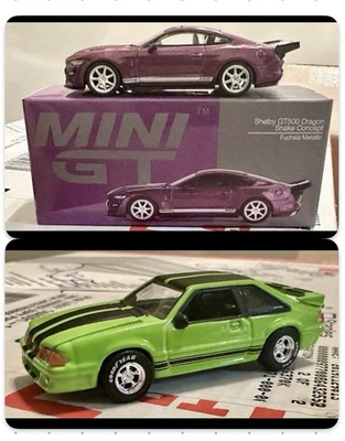 LOT Diecast Cars 1:64 Greenlight Rare Ford Mustang & Mini GT Shelby GT500 - Image 1 of 4