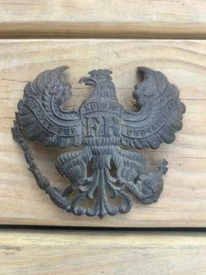 Pickelhaube/Casco con púas-Original Gris Acero Prusiano E.M. Placa frontal-Excelente Foto 1 de 2