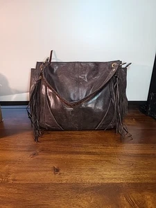 Bolso de Hombro Cartera Nino Bossi Dk Cuero Marrón Boho Flecos - Imagen 1 de 12