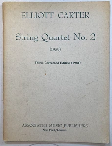 ELLIOTT CARTER String Quartet No 2 (1959) 3rd corrected ed 1981 Associated Music - Picture 1 of 3
