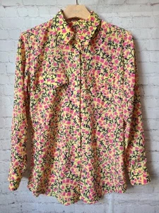 Lilly Pulitzer Women's Floral Yellow Pink   Print Button Blouse Shirt Size S - Picture 1 of 7