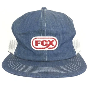 Vintage FCX Hat Patch Denim Cap Mesh Back Trucker Snapback Logo Baseball K-Brand - Picture 1 of 12