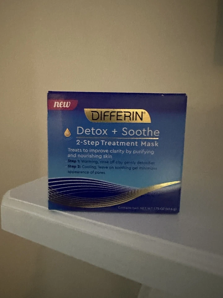 Differin Detox Soothe 2-step Treatment Mask Improve Clarity Purify Nourish T8