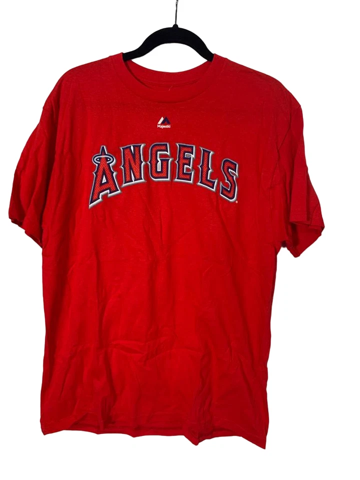 Majestic Mens Garrett Richards #43 Anaheim Angels T-Shirt RED - LARGE