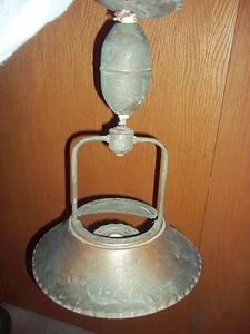 COPPER ROUND 13' HANGING ELECTRIC LAMP OLD - Picture 1 of 1