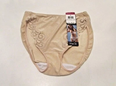 Bragas cortas Vanity Fair 13-148 de encaje rosa beige corte alto años 90 7/L Foto 1 de 4