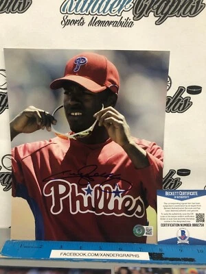 JIMMY ROLLINS SIGNED AUTOGRAPHED 8x10 BASEBALL PHOTOGRAPH BECKETT BAS COA MLB - Image 1 of 4