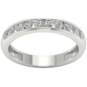 SI1 G 1.01 Ct Round Diamond Engagement Ring 14K Solid Gold Channel Set 4.35 mm - Picture 1 of 8