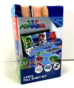 NEW Disney PJ MASKS 4Pc Microfiber FULL SHEET SET Fitted Flat Sheet Pillowcases - Picture 1 of 8