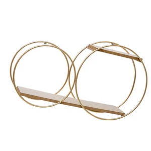 Wandmontierte Aufbewahrungsdekoration Regal Rund Ablage Gold Metall Wandregal - Bild 1 von 12