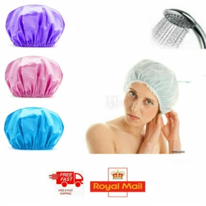 Elastic Waterproof Shower Cap Hat Bath Head Hair Cover Salon Shower Cap UK - Picture 1 of 4