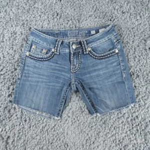 Miss Me Jean Shorts Womens Size 26 Blue Denim Embellished Cut-Off 27x6* - Picture 1 of 21