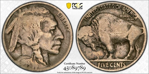 1918/7 D Buffalo Nickel 5c PCGS Good 06 Cover