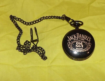 💥NEW Jack Daniel's Stainless Steel Modern Style Pocket Watch With Chain - Black - Image 1 of 4