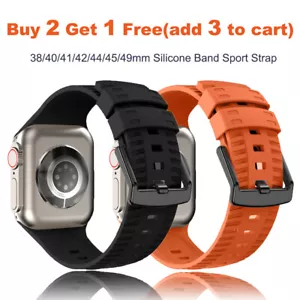 For Apple Watch Ultra Band 49mm Series 10-1 38/42/45mm Silicone Band Sport Strap - Picture 1 of 25