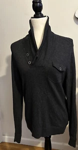 Ted Baker charcoal, Gray Two Button Collar Sweater Mens Sz 3 - Picture 1 of 2