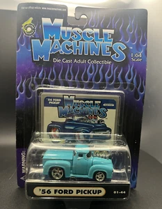 Muscle Machines BLOWN '56 Ford Pickup BLUE REAL RIDER CHROME RARE FREE SHIP L@@K - Picture 1 of 1