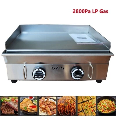 Parrilla de gas 22 pulgadas 2 quemadores propano encimera plancha tapa plana LP gas Foto 1 de 4