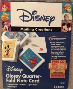 Disney Mailing Creations Hochglanz Viertelfaltung Notizkarten. - Bild 1 von 4