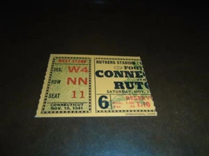 Boleto de fútbol americano universitario Uconn at Rutgers 1941 de colección como nuevo - Imagen 1 de 2