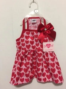 NWT Smoochie Pooch Lots of Red Hearts with Bow with Heart Bling Dress Small - Picture 1 of 2