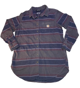 Carhartt Striped Flannel Shirt Men’s L Rugged Flex Relaxed Fit by Grey & Blue - Bild 1 von 8