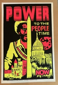 LONMILL INDUSTRIES Power To The People Time Now Black Light Poster ‘71 ORIG - Picture 1 of 6