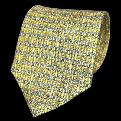 Corbata de seda Fabris Venezia hecha en Italia 59x4 oro amarillo azul flor de lis Foto 1 de 4