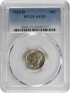 1924-D Mercury Silver Dime AU53 PCGS - Picture 1 of 2
