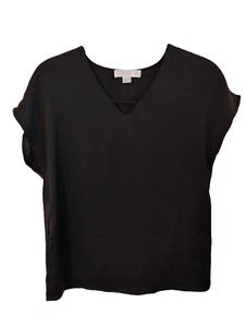 RRenuar XS Black Lightweight Lined Silky Top Basic MInimalist Secretary Office - Picture 1 of 8