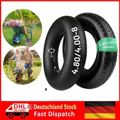 PARTSEE Reifen + Schlauch 4.80/4.00-8 Luftreifen Schubkarre Schubkarrenreifen Mantel Set
