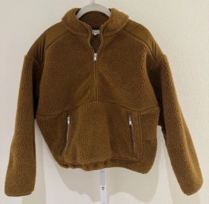 Madewell NEW Womens Medium Brown Faux Shearling Half Zip Pullover Sweater - Picture 1 of 12
