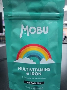 MOBU Daily Multi-Vitamins with Iron | 120 Tablets One a day | 100% RDA Vegan UK - Picture 1 of 2