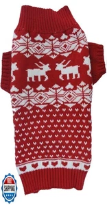 Rotes Rentier Weihnachten Hund Pullover, Strick Winter Urlaub Festlich Haustier Hund Chris - Bild 1 von 2